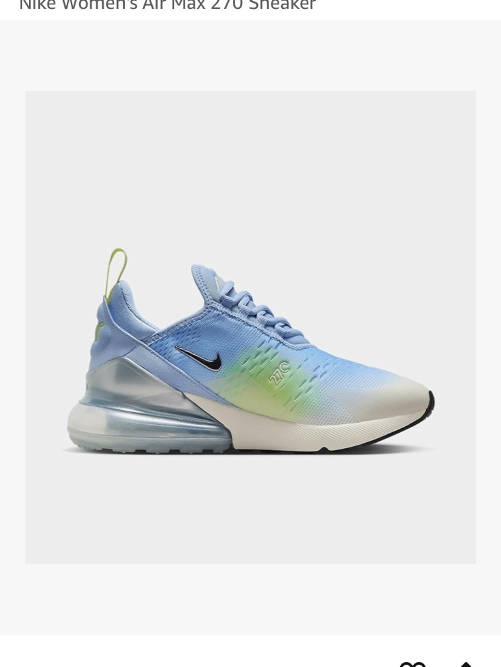Nike Air Max 270  Women’s Gradient Blue with Lime & White